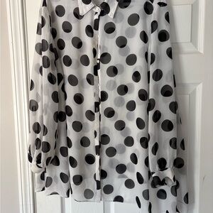 Silhouette Black and White Polka Dot Swim Coverup